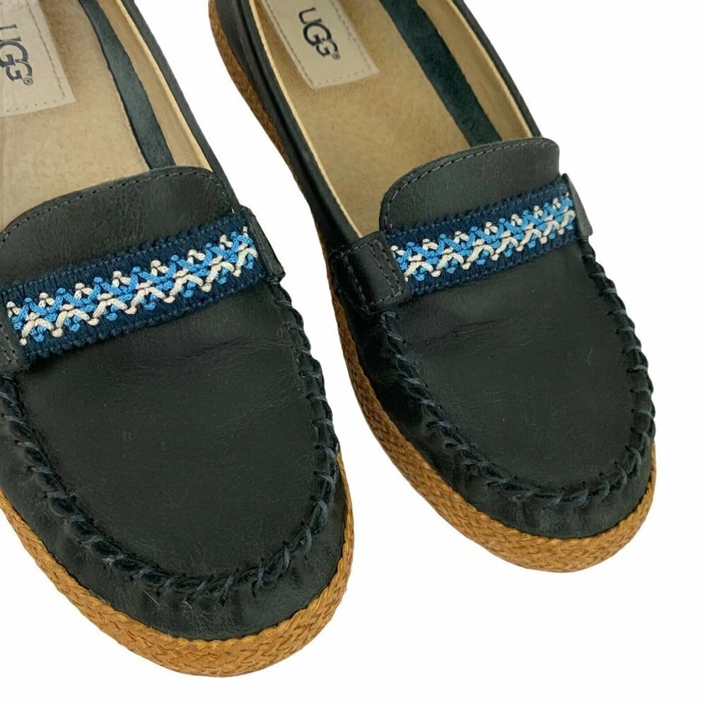 UGG Australia Women's Size 6.5 Kaelee Blue Leather Moccasins Flats 1012505 - Picture 2 of 8